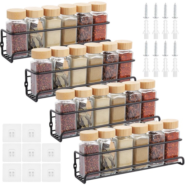 ASelected Set of 4 Metal Spice Racks Black Spice Racks