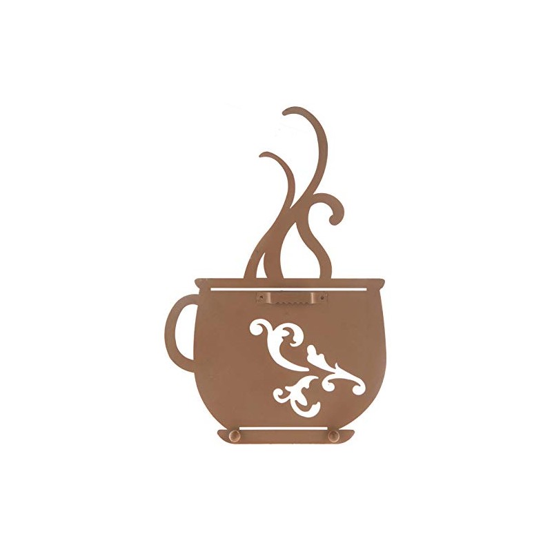 Everydecor Antique White Metal Coffee Cup Wall Decor