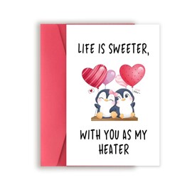 YiKaLus Sweet Valentines Day Card for Him Her, Romantic Anniversary Birthday Gifts for Husband Wife, Life Is Sweeter with You As My Heater
