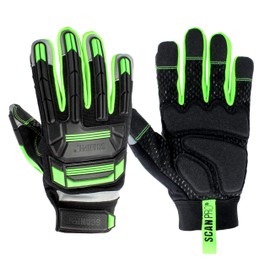 Scan Pro Anti Impact Gloves – Protective Work Gloves with Reinforced Palm, Synthetic Leather, Armoured TPR Knuckle & Finger Protection, Anti-Slip Grip & Adjustable Fit, EN388 Rated – Size L (9)