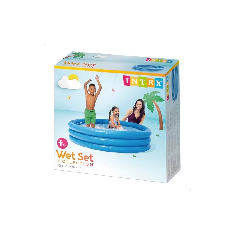 INTEX Crystal Blue Kids Outdoor Inflatable 58 Swimming Pool 58426EP