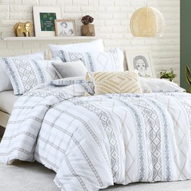 PERHOM Duvet Cover King Size - 100% Cotton Duvet Cover King Size, 3 Pieces Aztec Geometric Duvet Cover Set, Super Soft Farmhouse Bedding Duvet Covers for All Season, 104"x90", No Comforter