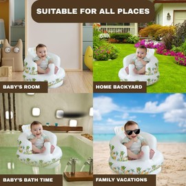 1 Piece Inflatable Baby Seat, Beautiful Jungle Design Baby Chair for 3 Months & Up, PVC High-Strength Thermoplastic Inflatable Chair, Sit Me Up, Infant Seat Easy to Inflate