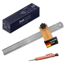 ToolCrafter Marking Gauge with Pen - Practical & Multifunctional - Stop Ruler - Stable & Rustproof - Scribing Tool - for Woodworking, DIY, Crafts - Made in Germany