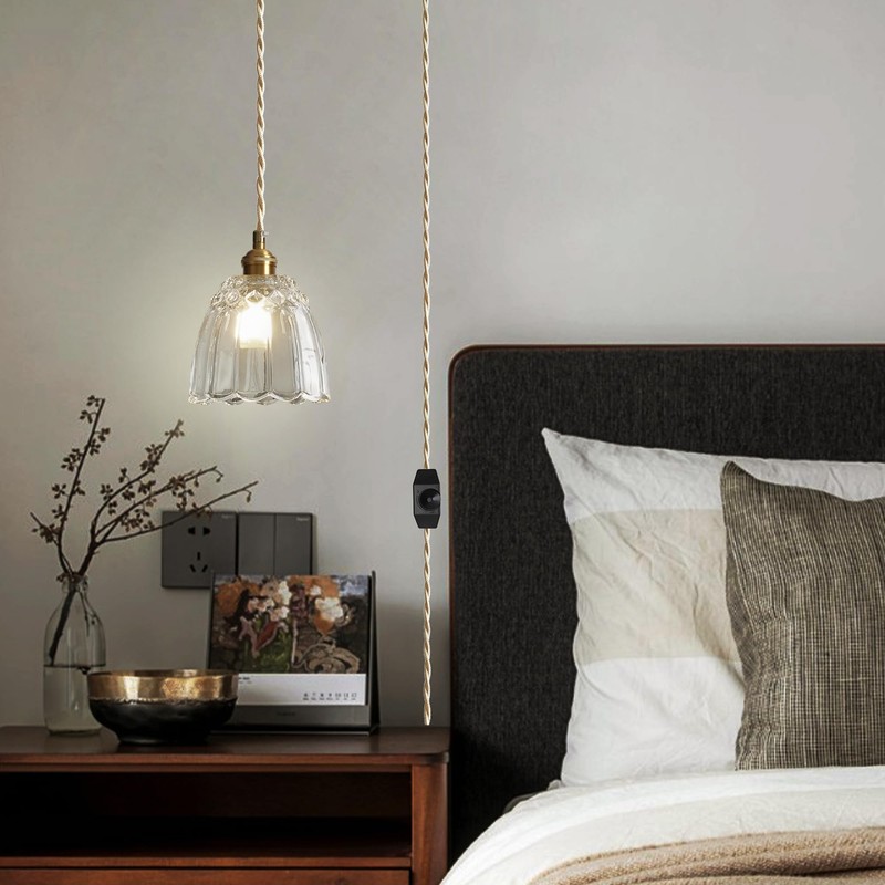 dareyu 6" Plug in Pendant Light, Vintage Mini Glass Hanging