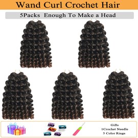 Wand Curl Crochet Hair 12 Inch 5PCS Ombre Blonde Jamaican Bounce Crochet Hair for Black Women Jumpy Wand Curls Crochet Hair Short Pre Looped Curly Crochet Hair -T30