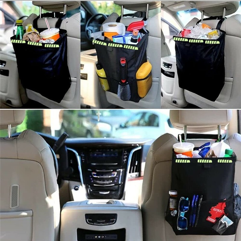 Waterproof Car Trash Can Bin Waste Basket Storage Garbage Seat