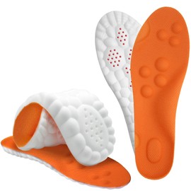 Steppers Insoles for Men & Women - Trim-to-Fit Memory Foam Shoe Inserts with Arch Support, All-Day Comfort for Work/Running - Orange & Grey (Gray, 265-285mm|W 9.5-11.5|M 8.5-10.5)