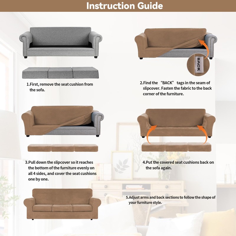 WEERRW 4 Pieces Polyester and Spandex High Stretch Couch Covers
