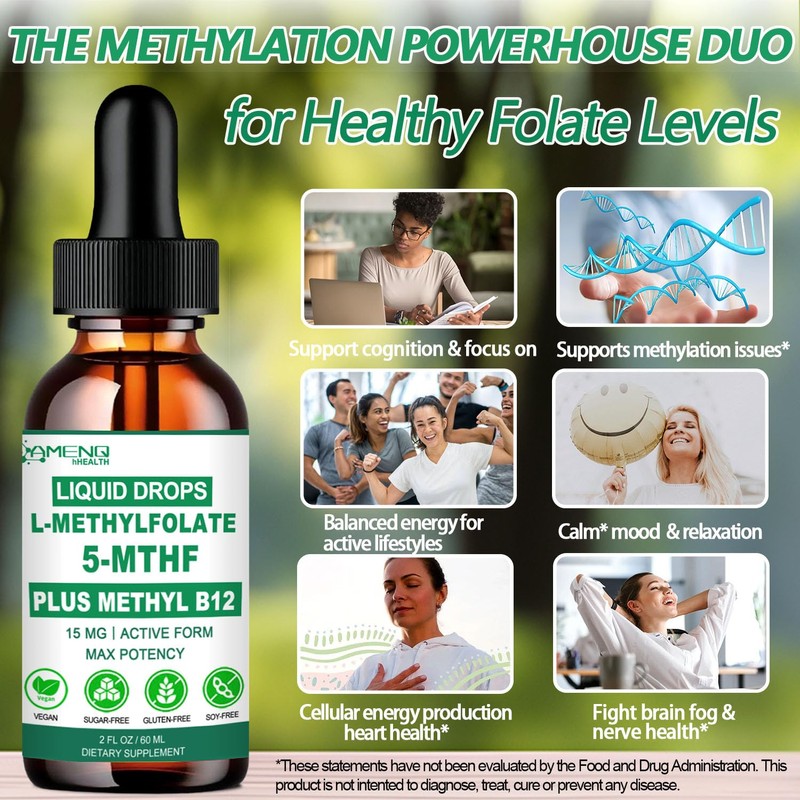 Methylfolate Supplement Liquid Drops, L Methy Folate 15mg Plus Methy