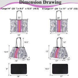 QOGiR Neoprene Multipurpose Beach Bag Tote with Inner Zipper Pocket (White Camo, Large) …