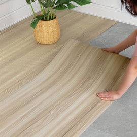 WIFEA Vinyl Flooring Roll 23.6"x 393.7"/64 Sq.Ft, Wood Grain Self Adhesive Vinyl Floor Tiles Wear-resistant and Waterproof Vinyl Plank Flooring for Bedroom Living Room Office Balcony RV, Beige