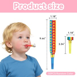 Pack of 50 horns children's birthday party blushes, funny toys, party horns noisemaker, toy carnival decoration party, for New Year birthday party, children's party, Christmas