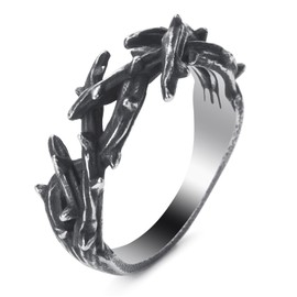 KIRTIJW Mens Thorns Crown Ring Stainless Steel Branch Jesus Crown of Thorns Rings Jewelry for Men Women Size 13