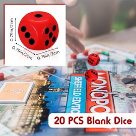 Kasyat Pack of 20 DIY Empty Cubes, Blank Wooden Cubes for Labelling, Unpainted Simple Cube with Round Corners, 6-Sided Blocks (Red, 20 mm)