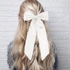 Pink & White Hair Bows - Long Tail Ponytail Clips
