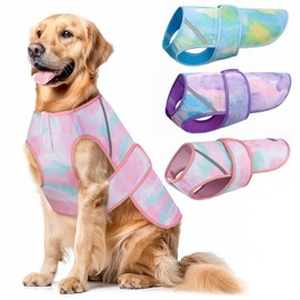 KYEESE Dog Cooling Vest for Large Dogs Lightweight Dog Cooler Jacket 3D Breathable Mesh Pet Cooling Shirts with Reflective Stripe UV Protection Pet T Shirt for Beach, Hiking, Walking (Pink, 2XL)
