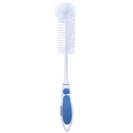 Superio Bottle Brush Scrubber Long, Blue and White Baby Bottle Brush with Rubber Grip Handle