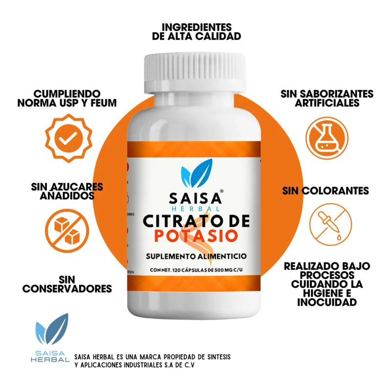 Citrato De Potasio Bote Con 120 Cpsulas Sin Sabor