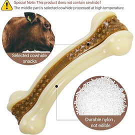 JIGCEN Dog Bone Chew Toys, Durable Nylon with Cowhide Centre, Pack of 2, for Aggressive Chewers