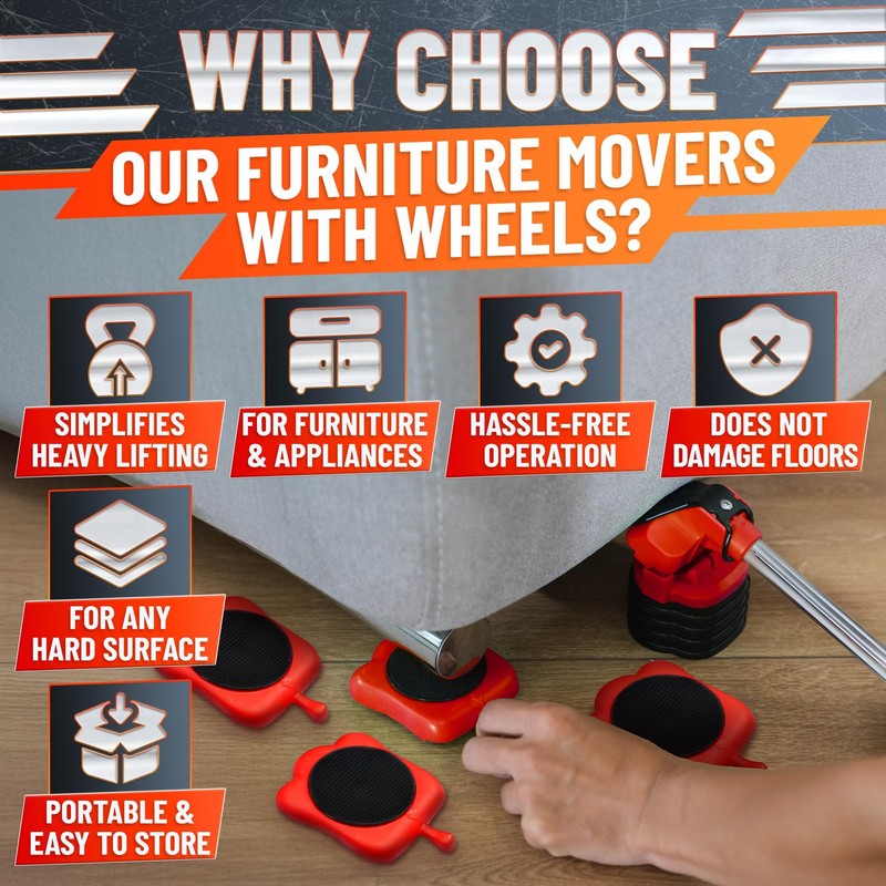 Heavy Furniture Movers with Wheels – Furniture Lifter Tool for