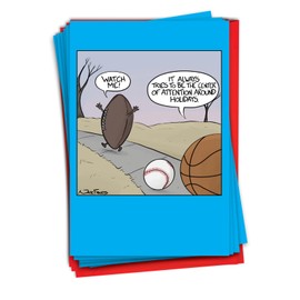 NobleWorks 12 Funny Christmas Cards w/5 x 7 Inch Envelopes (1 Design, 12 Each) - Football Attention C8757XSG-B12x1