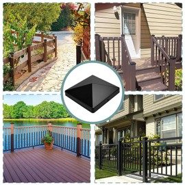 12PCS Fence Post Caps 4x4 Inch - ABS Plastic Post Caps, Fence Post Tops, Fence Caps - Waterproof UV-Proof for Deck Patio (Includes 24PCS Mounting Screws)