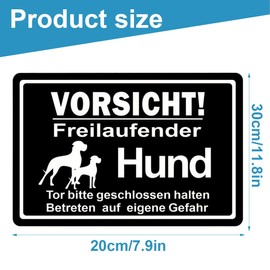 IKOPFLN 1 Metal Sign Caution Dog Sign 30 x 20 cm, Warning of the Dog Sign, Metal, Aluminium