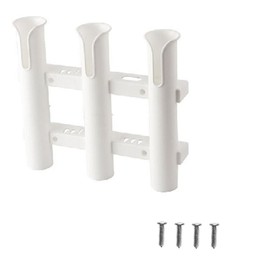 BigTron Fishing Rod/Reel Holders One Piece 3 Rack/Pole, Side-Mount Slotted Style, All Accessories Included(White)