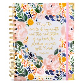 Mary Square May the Words of My Mouth Enchanted Garden Pink Rose 7 x 9 Paper Prayer Journal Spiral Bound Notebook