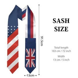 Hawaii Flag and USA Country Flag Graduation Stole Graduation Sash Scarf Graduation Gift for International Student Abroad Adult Unisex
