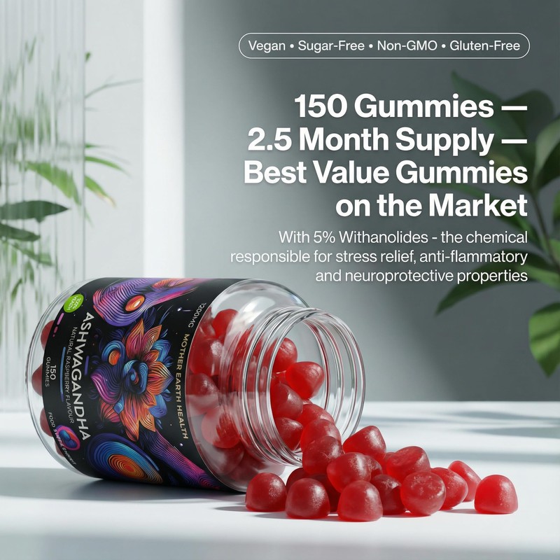 Ashwagandha Gummies 1200mg – 150 Gummies – 2.5 Months Supply