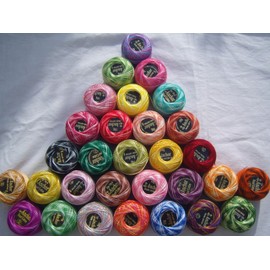 30 VARIEGATED ANCHOR Embroidery Pearl Cotton. No.8 (85 Meters each) For Crochet, Tatting, Sating Stitch, Cross Stitch, Scrapbook, Stamping, Punch Needle Work, Candlewick, Quilting, Embroidery lot more