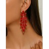 Rhinestone Statement Earrings Red Crystal Dangle Earrings Long Crystal Chandelier