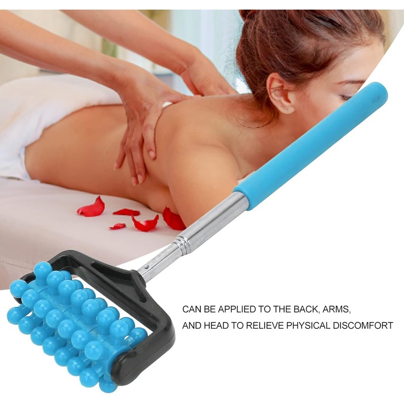 Telescopic Portable Muscle Roller Blue- Non-Slip Grip Massager with Adjustable