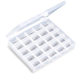 Organizador de Bobinas, Caja de Bobinas Vacías de Plástico, Caja de Carrete para Máquina de Coser, Contenedor de Bobina, Caja Transparente de Almacenamiento para 25 Carretes