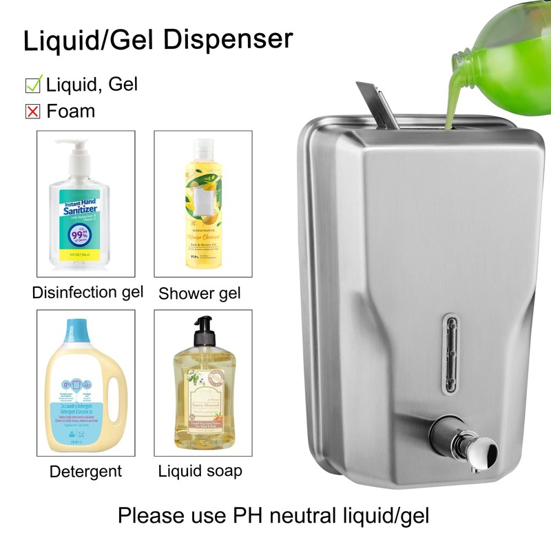 VANNSOO Wall Mount Stainless Steel Soap Dispenser for Bathroom, 48oz