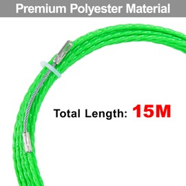 QIMEI-SHOP Kabelziehhilfe 15m Kabelziehhilfe Einziehdraht Einziehband Einziehilfe Einziehspirale Polyester mit Führungsfeder zur Leerrohre Kabelverlegung Grün