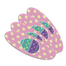Cute Easter Egg Turquoise Purple Polka Dots Double-Sided Oval Nail File Emery Board Set 4 Pack