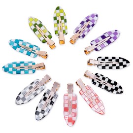 Cptots 12PCS No Bend Hair Clips No Crease Hair Clips Creaseless Hair Clips No Dent Hair Clip For Makeup Applications Acrylic Resin Flat Hair Clips For Styling Cute Hair Clips For Women With Thick Thin Hair