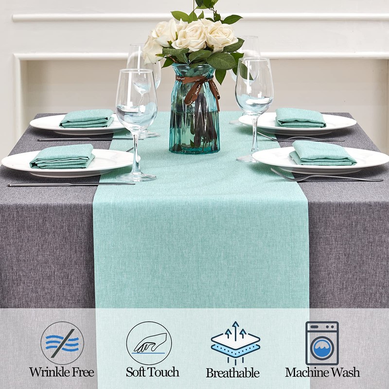 Mebakuk Linen Farmhouse Table Runner Large Burlap Style Soft and