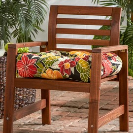 South Pine Porch Outdoor 20-inch Square Tufted Seat Cushion, 1 Count (Pack of 1), Aloha Black Floral