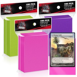 Trading Card Sleeves for Standard Cards，Plastic Card Sleeves Fit for Baseball Card Sleeves,Yugioh Sleeves, Football, MTG Sleeves, Sports Card Sleeve (Pink＆Light Green＆ Purple, 66 * 91mm)
