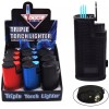 Shinny Triple Jet Torch Lighter Adjustable Windproof Butane Refillable Puncher