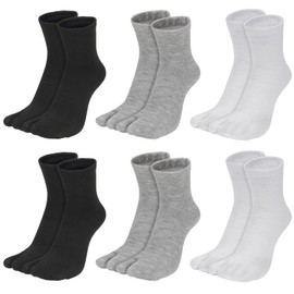 kilofly Unisex Flip Flop Tube Split Toe Tabi Socks Value Pack, Set of 3/6 Pairs