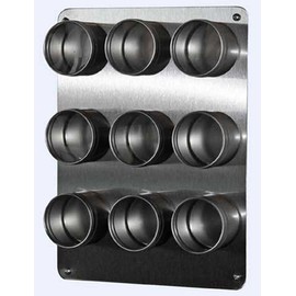 RiversEdge Products Stainless Steel Spice Tin Base, 13" x 22" for Magnetic Spice Tins, Spice Rack