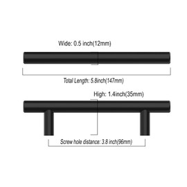 Asidrama 10 Pack 3.75 Inch(96mm) Matte Black Kitchen Cabinet Handles, Stainless Steel Cabinet Pulls Kitchen Cabinet Hardware for Cupboard Drawer Handles Dresser Pulls