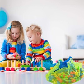 HONGXIN-SHOP Mesh Beach Bag Foldable Extra Large Sand Toy Mesh Bag Lightweight and Portable Kids Storage Net Bag for Beach Swimming or Boating Green Blue Pack of 2