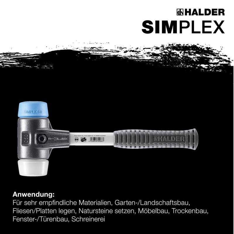 Halder 3717040"Simplex TPE Superplastic Soft-Face Mallet with Reinforced Cast Steel