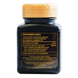 Moxxor Omega 3 New Zealand Green Lipped Mussel Oil Soft Cap for Joint Support & Mobility, Heart & Immune Support, No Fishy Aftertaste, 1-Pack, 60Soft Capsules, 2-Soft Cap Per Day, 30 Day Supply